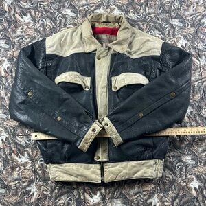 80s Midway Two-Tone Leather Bomber Jacket